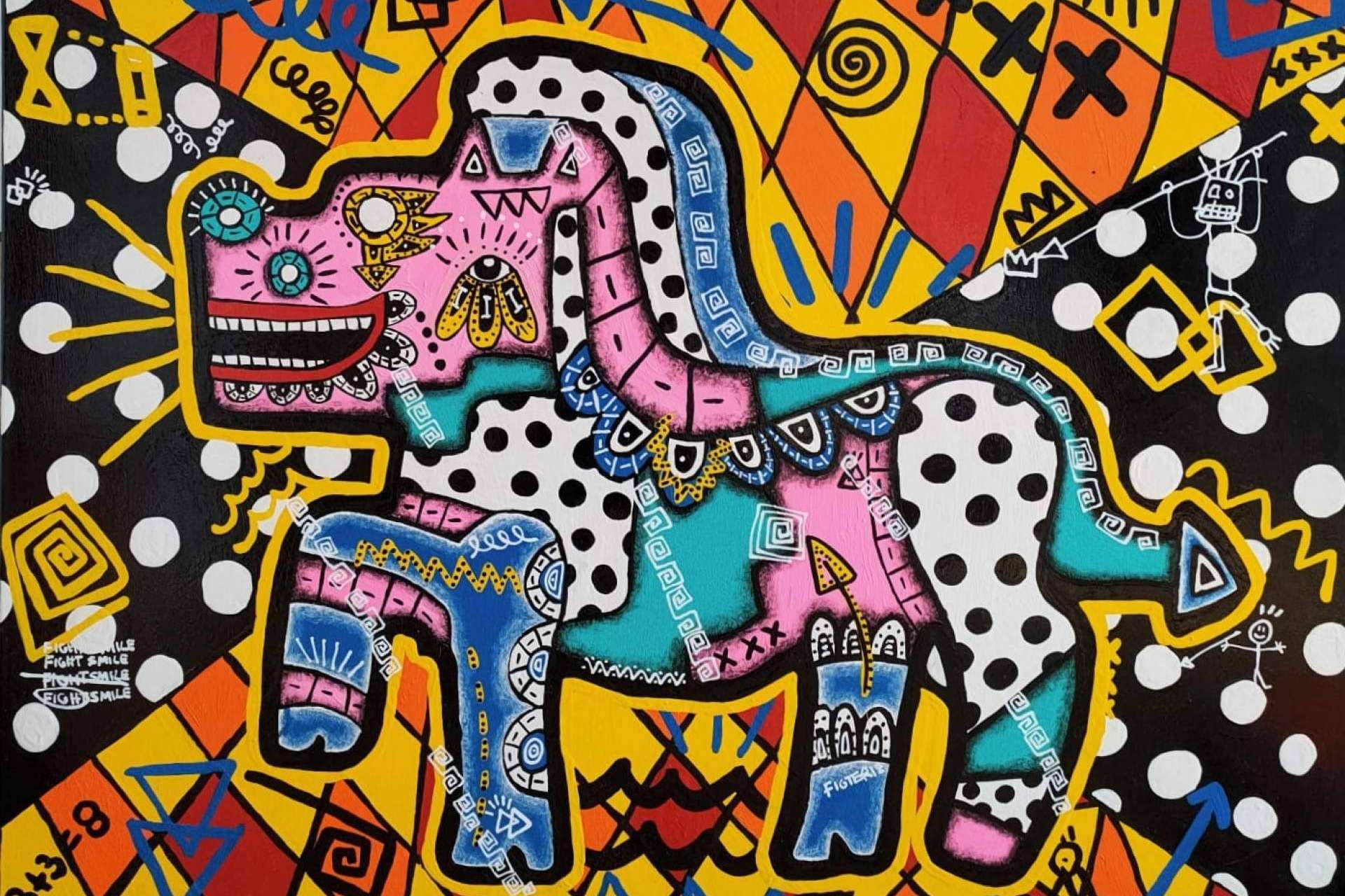 El artista que hace investigación de memoria cultural combinada con arte urbano, Guto Ajayu