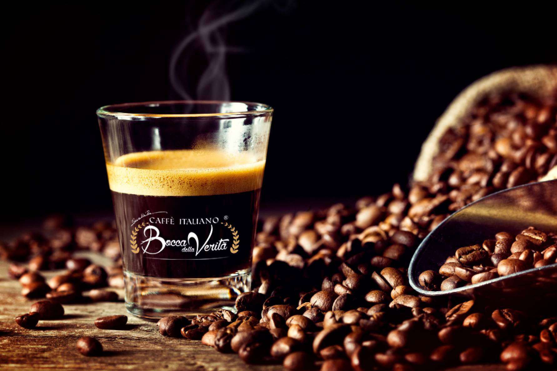 Café en grano natural, molido y en cápsulas de exquisitas propiedades, con Bocca della Verità