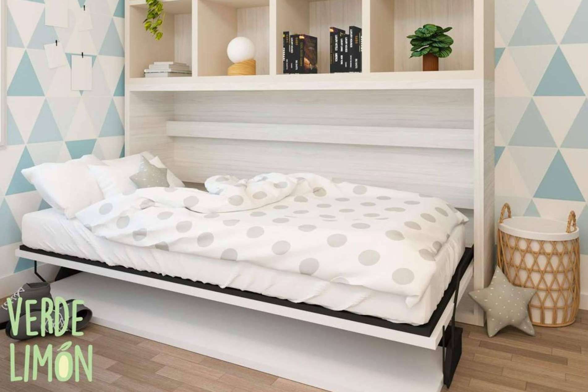 Camas abatibles para habitaciones juveniles con poco espacio, con Verde Limón Muebles