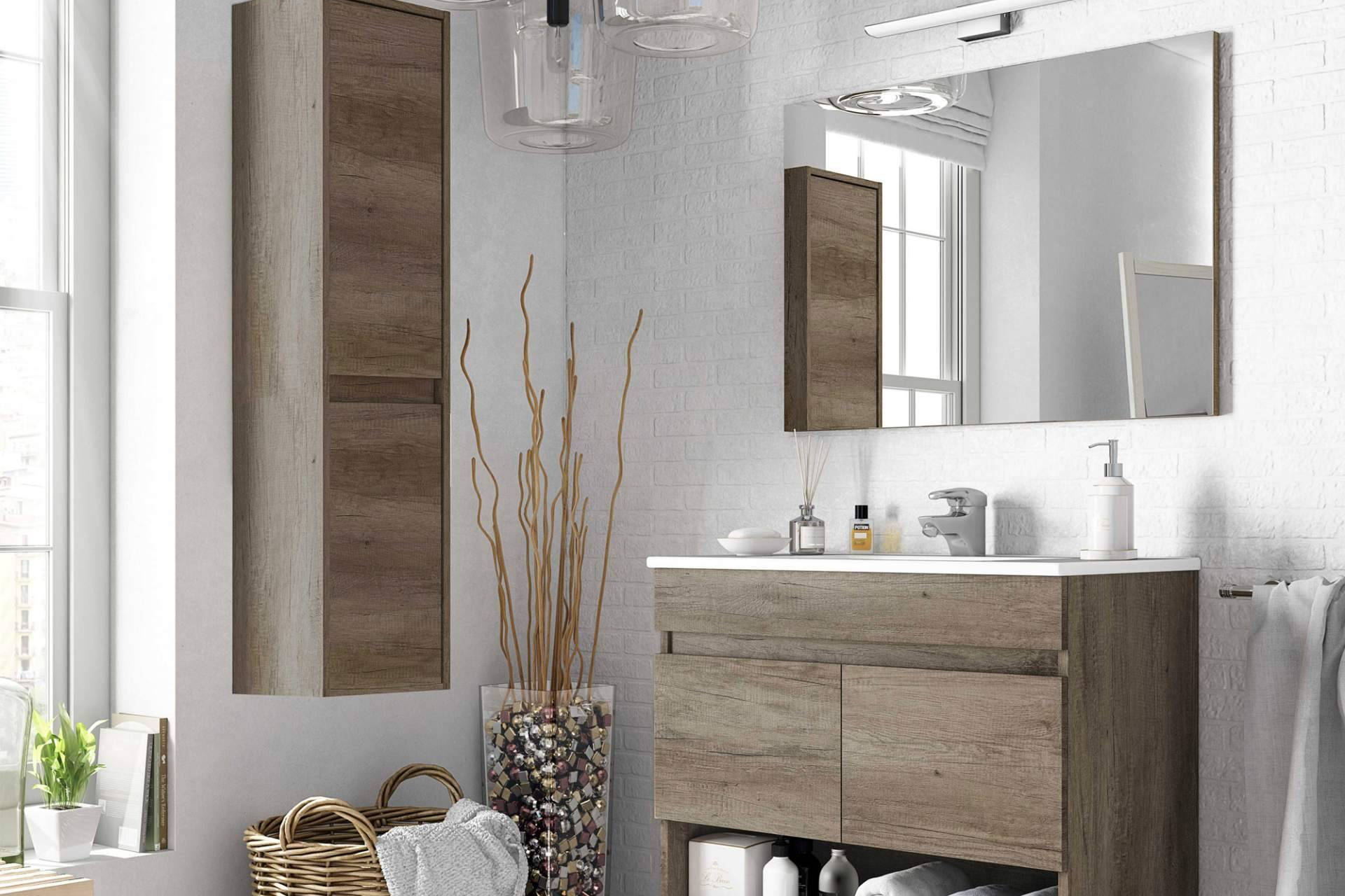 Descuentos finales en muebles de baño con lavabo y espejo incluidos en Top Mueble